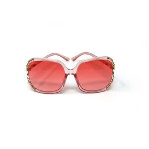 Oversized Sunglasses with Metal Frame and Pink lenses